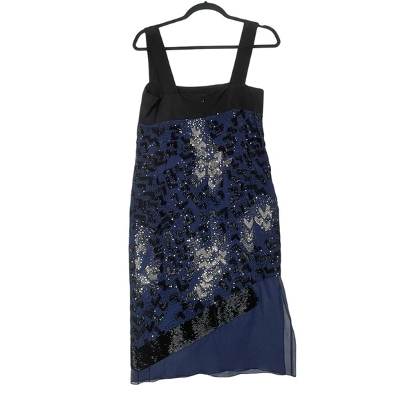 Prabal‎ Gurung Navy Silk Beaded Evening Cocktail Dress Size 6 quiet luxury - Picture 2 of 10